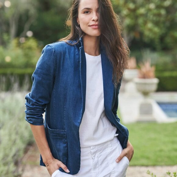 Frank & Eileen Dublin Tailored Blazer Italian Performance Denim XXS - Picture 2 of 10